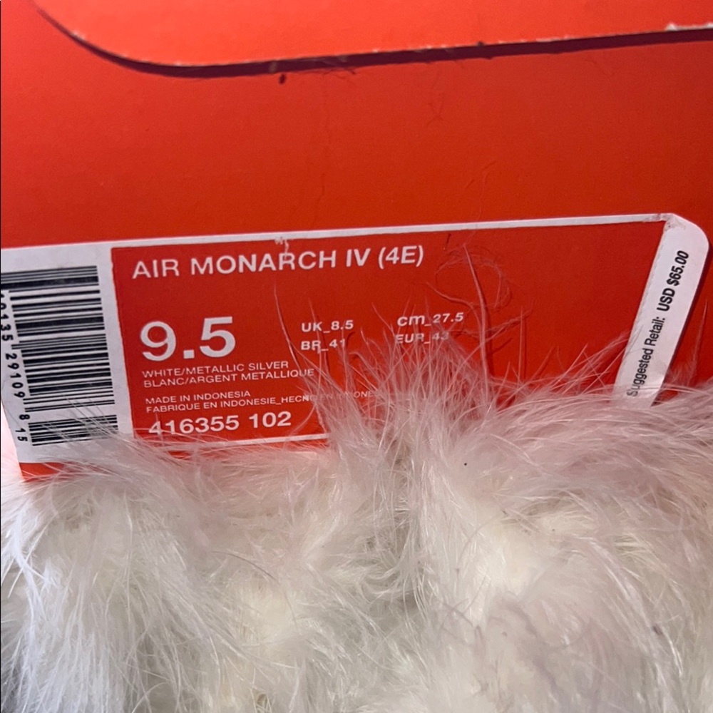 UNISEX Nike Air Monarch IV ( 4E ) WHITE / METALLIC SILVER With Shoe Box 9.5 - Picture 15 of 17